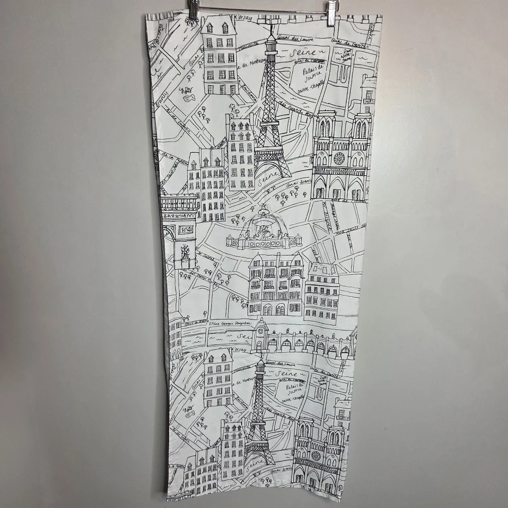 Nicole Miller Home Paris Eiffel Tower Rod Pocket Curtain Panel Black White